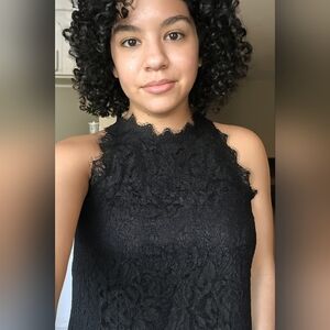 HALIFE‎ black lace sheer sleeveless floral Formal Whimsigoth Fairycore top